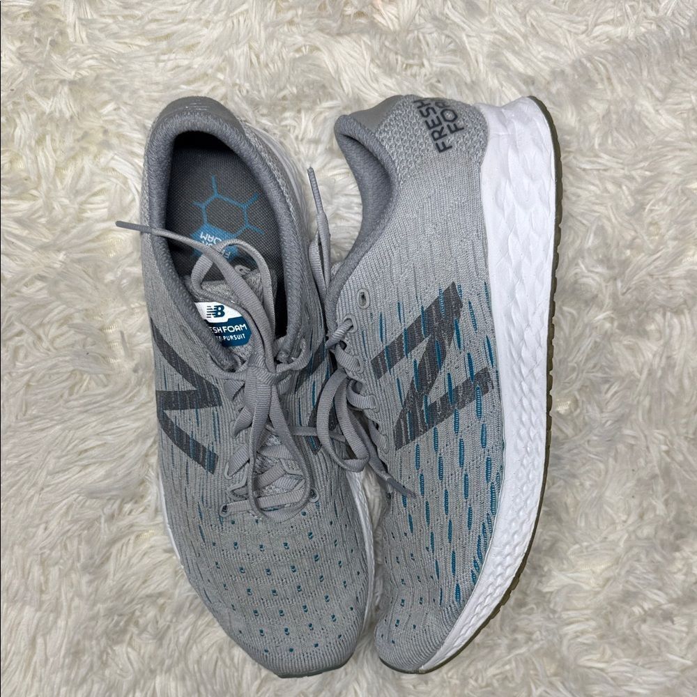 New Balance Fresh Foam Gray and Teal Sneakers